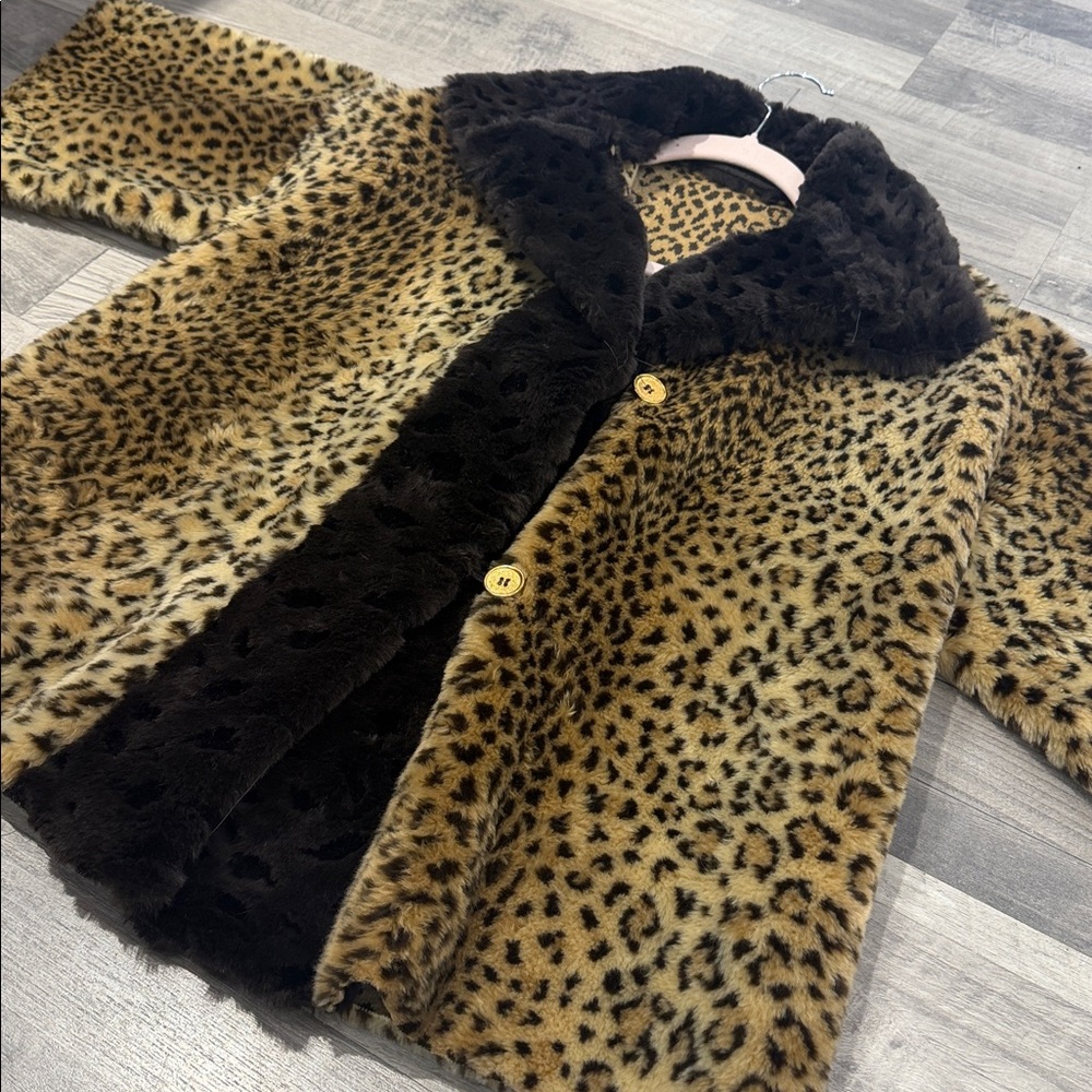 Leopard Print Faux Fur Vintage Coat - Picture 7 of 10
